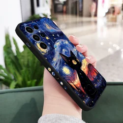 Celestial Star Cat Phone Case Cover for Galaxy Note 20 Ultra (Black)