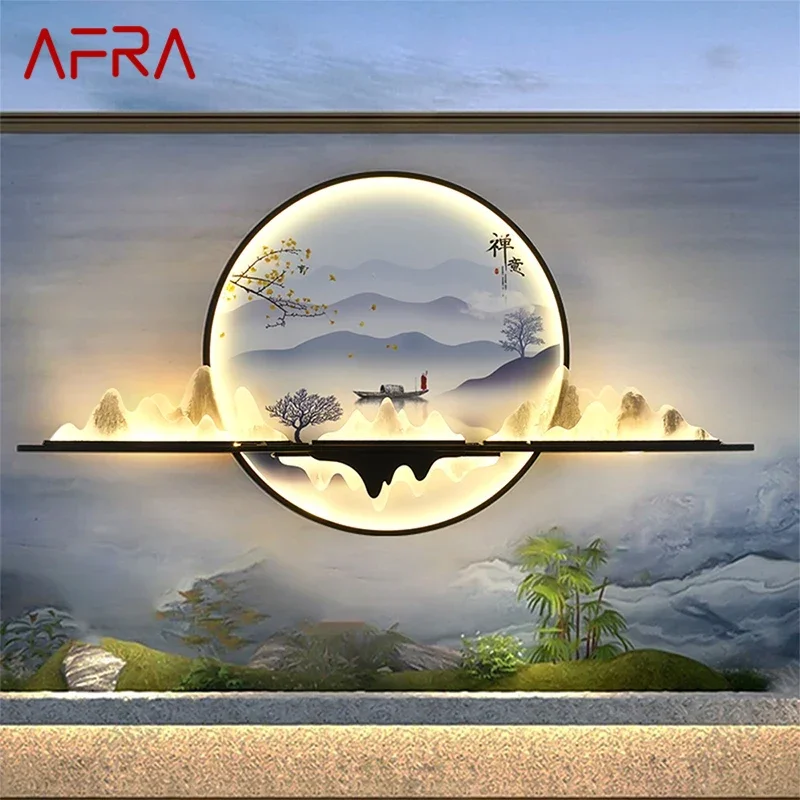 AFRA 야외 벽화 LED 램프, 원형 조경 방수 벽화, 별장 안뜰 정원 장식 그림, 직경 1 계량기