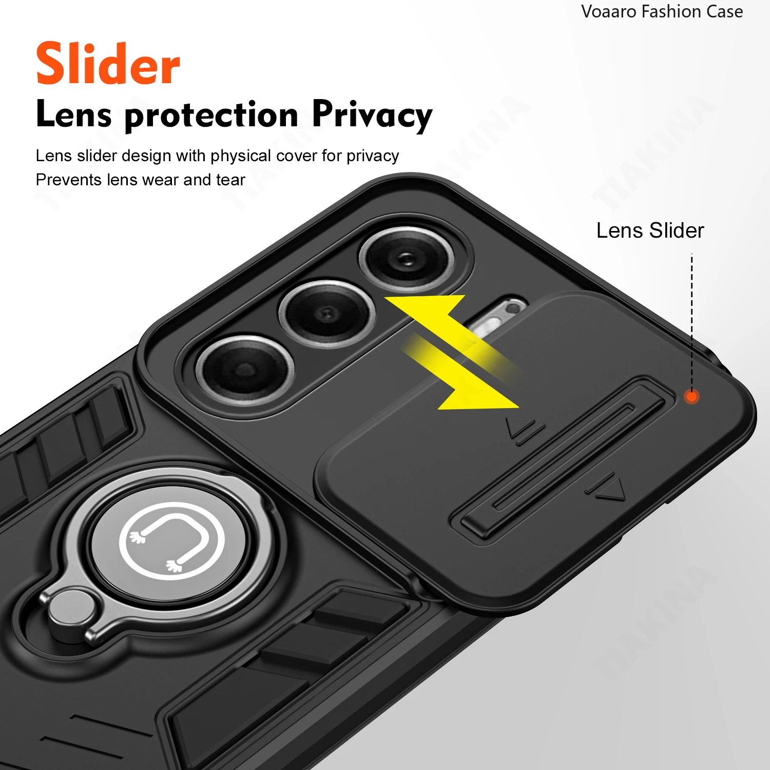 Enhanced Slider Lens Protection Case with Magnetic Ring Bracket Stand