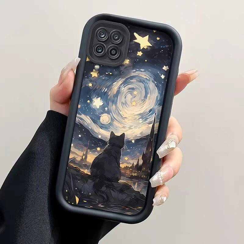 Starry Night Cat Design Sky Eye Phone Case