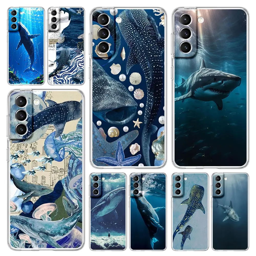 Ocean Whale Shark Swim Design Soft Clear Phone Case
