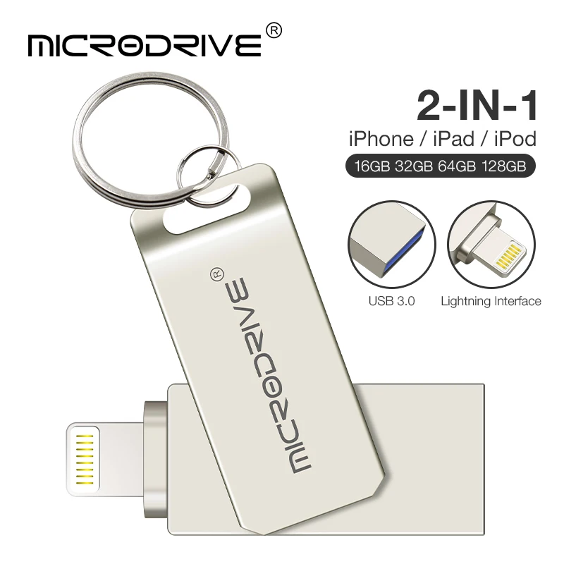 USB 7/7 флэш-накопитель для iPhone X/8/128 Plus/6/6s/5/SE/ipad 2 в 1 8 ГБ 16 32 64 металлический