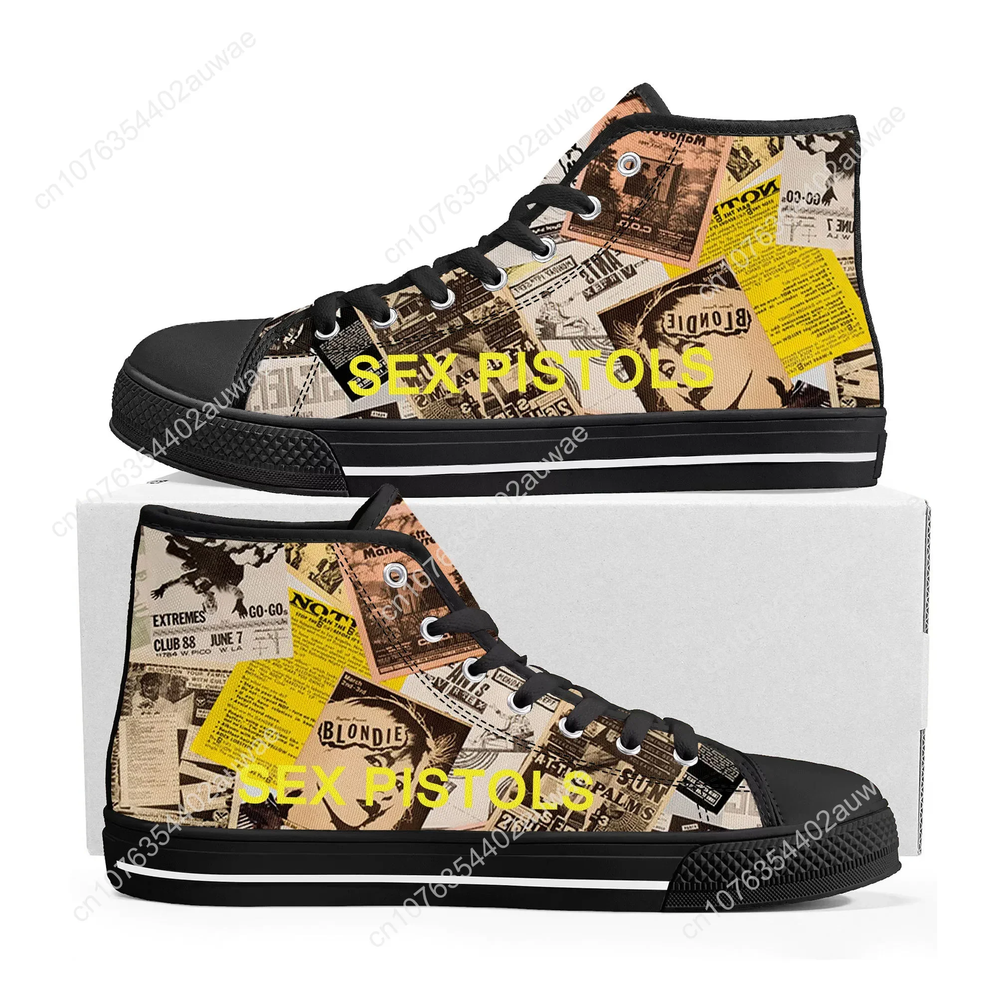 Sex Pistols Punk Rock Band High Top High Quality Sneakers Men Women Teenager Canvas Sneaker Casual Couple Shoes Custom Shoes