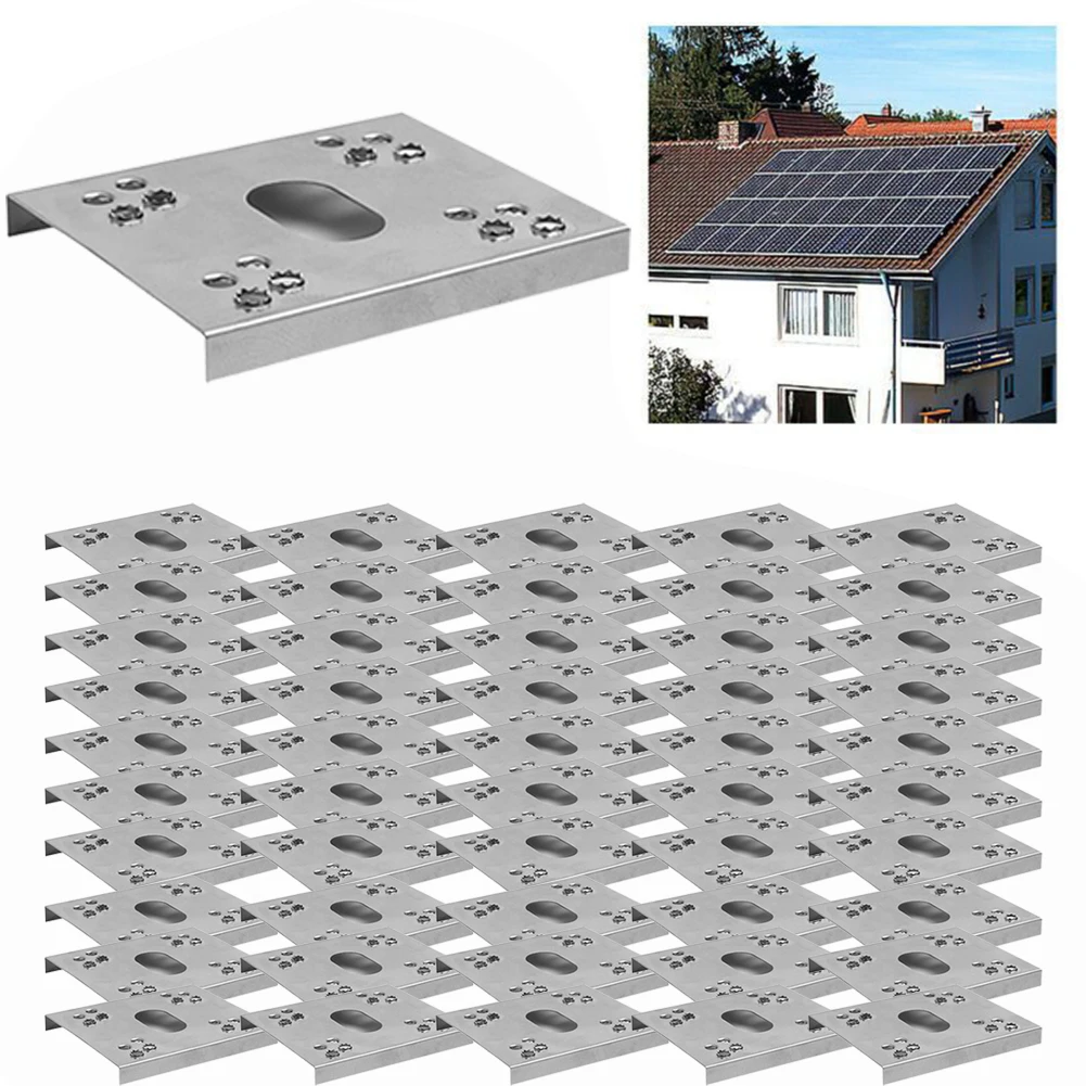Photovoltaic Grounding Plates - C-Shaped Steel Conductive Sheets for Solar Power Installation (50-Pack)