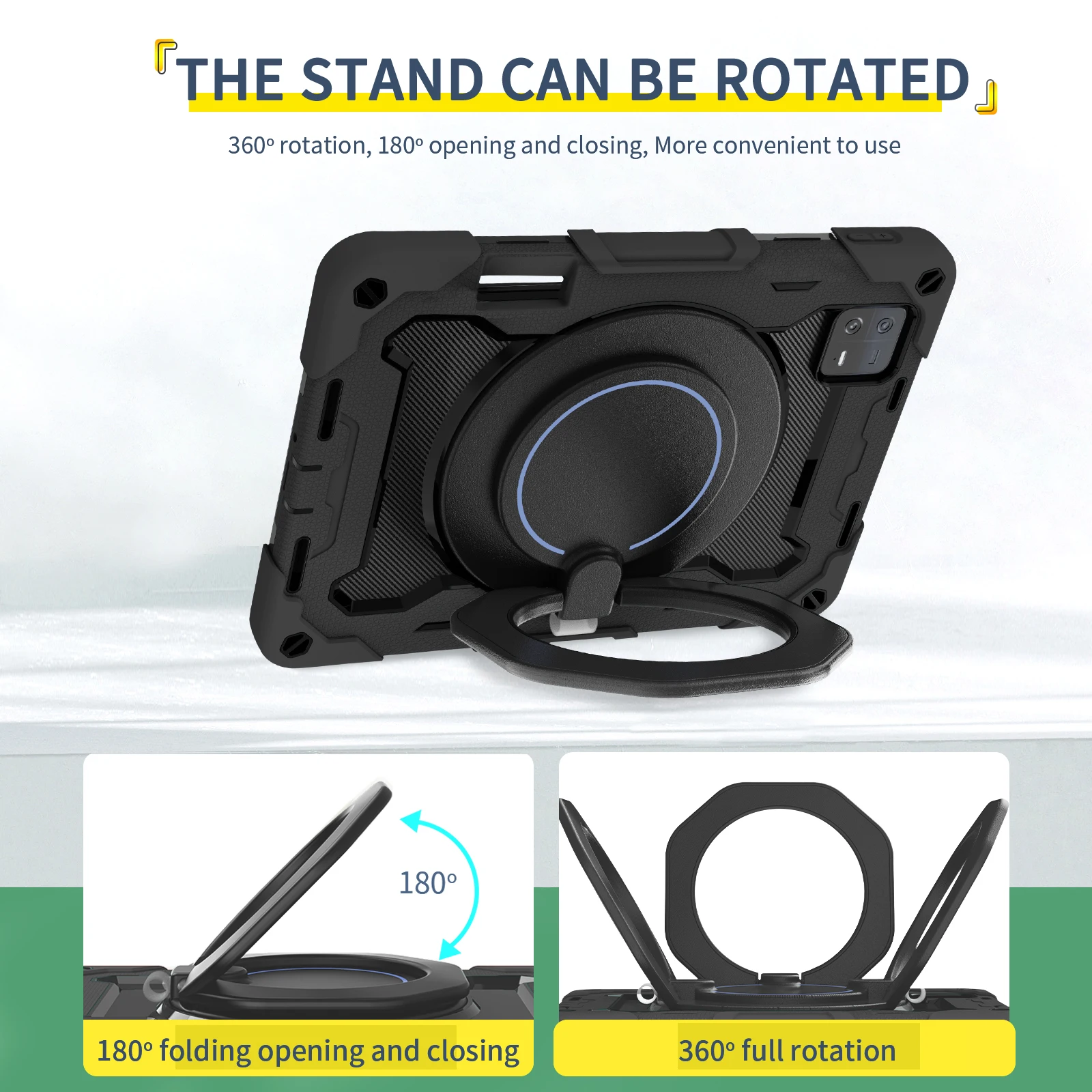 Ultimate 360 Rotatable Heavy Duty Tablet Stand Case with Handle Grip and 3-Layer Shockproof Armor