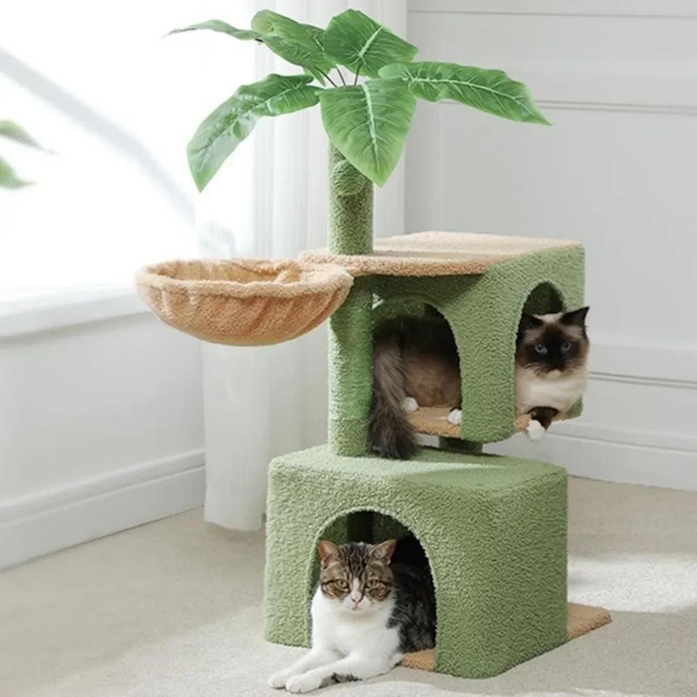 

43.3'' for Indoor Cats Tower with 2 Cat Condos,Cozy Hammock, Cat Scratching Post and Sisal Ball,Green Activity Tree