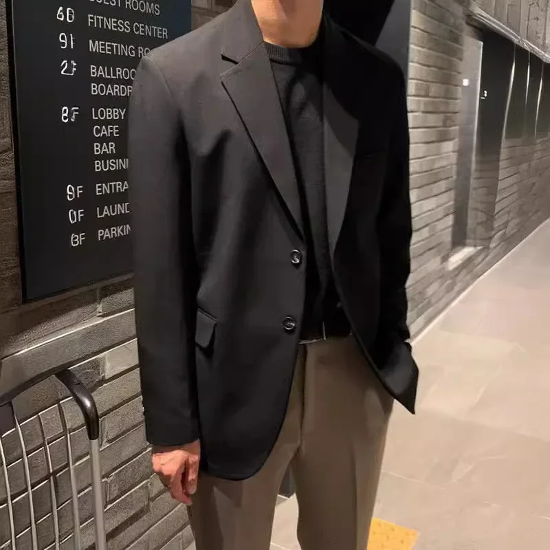 Mens blazer Korean casual western-style loose-fit single-breasted jacket autumn trendy Dongdaemun style
