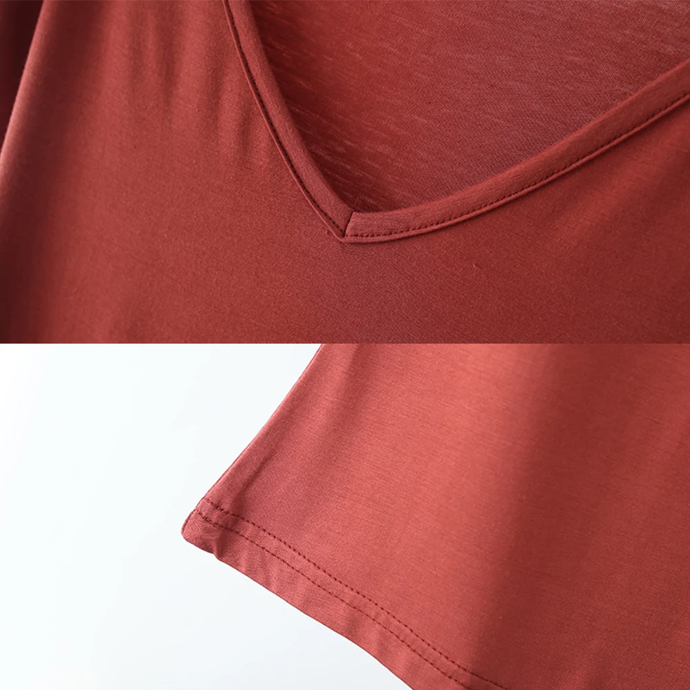 Women T Shirt Summer Loose Tee Tops Casual Undershirt Solid Color V Neck Basic Tshirt Comfortable Pullover 2023 New High226_voghion.com