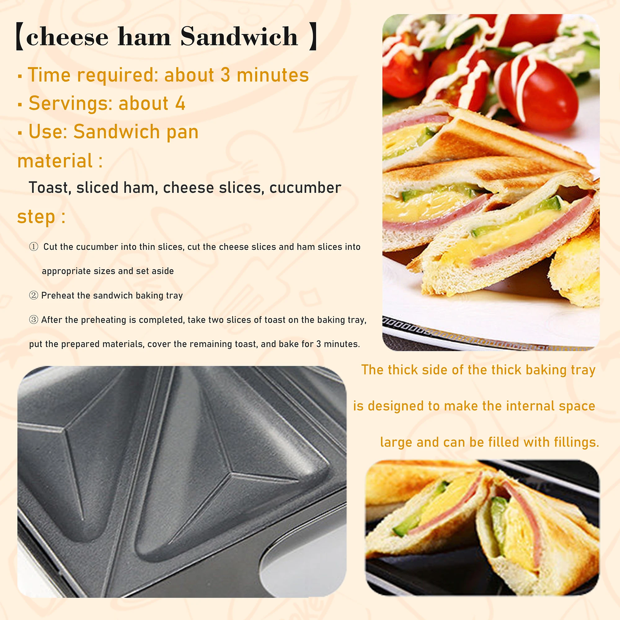 Electric sandwich Maker Triangle Plate Panini Cooking Kitchen Appliances Breakfast Waffles Machine Non-stick Iron Pan Sonifer