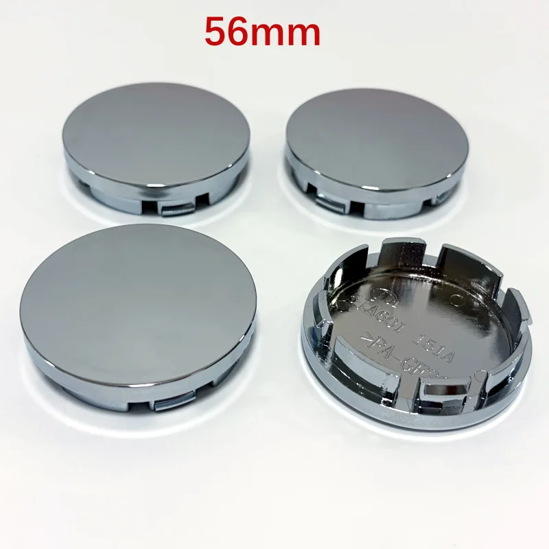 Universal Black Chrome Silver Blank Base Rim Cap Set - 4 Pieces