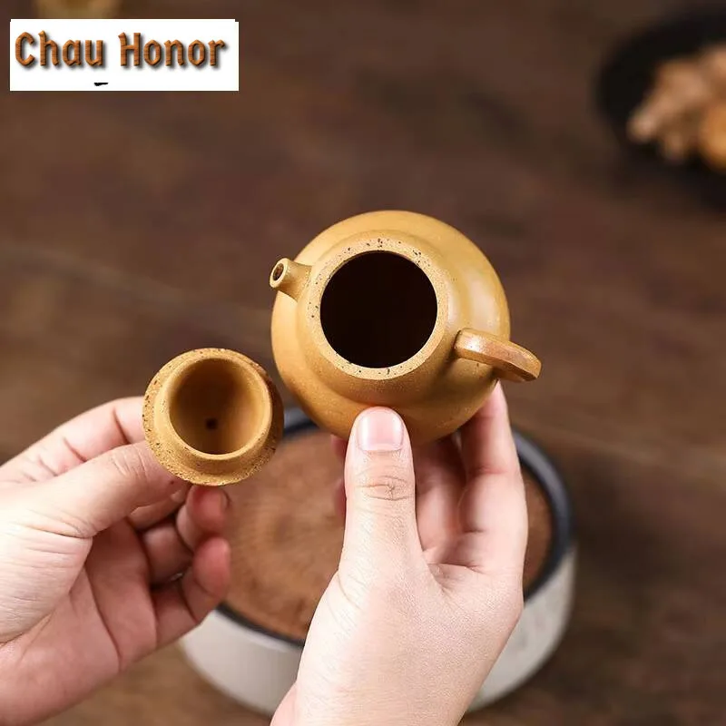 120ml Classic Yixing Raw Ore Sesame Segment Puree Purple Clay Small Teapot Handmade Household Chinese Kung Fu Tea Set Customized