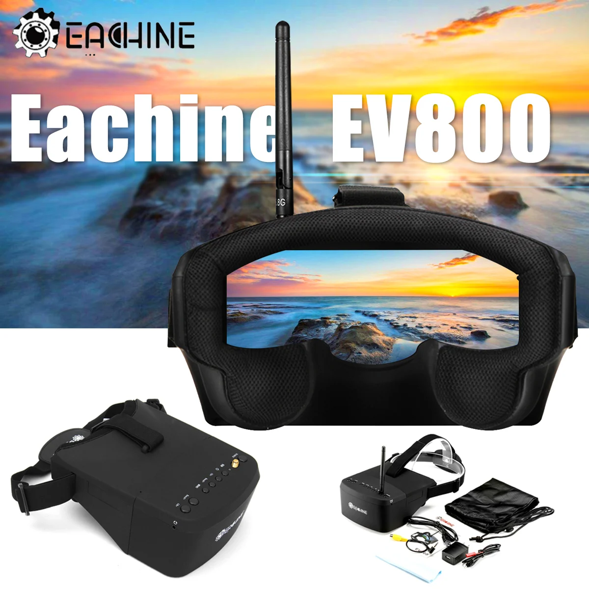 FPV Goggles with 5 Inch HD Screen and 40CH Receiver for RC Drone