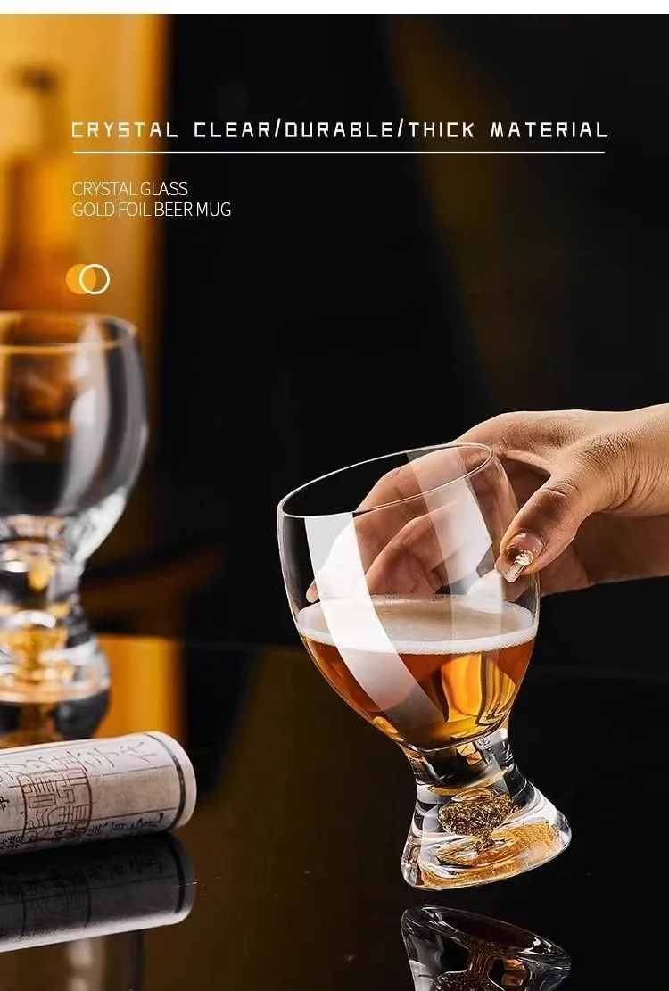 Description Picture 2 of itemHigh-grade craft brewing wheat root beer cups home creative cold drink cups juice cups wine cups creative gold foil beer cups