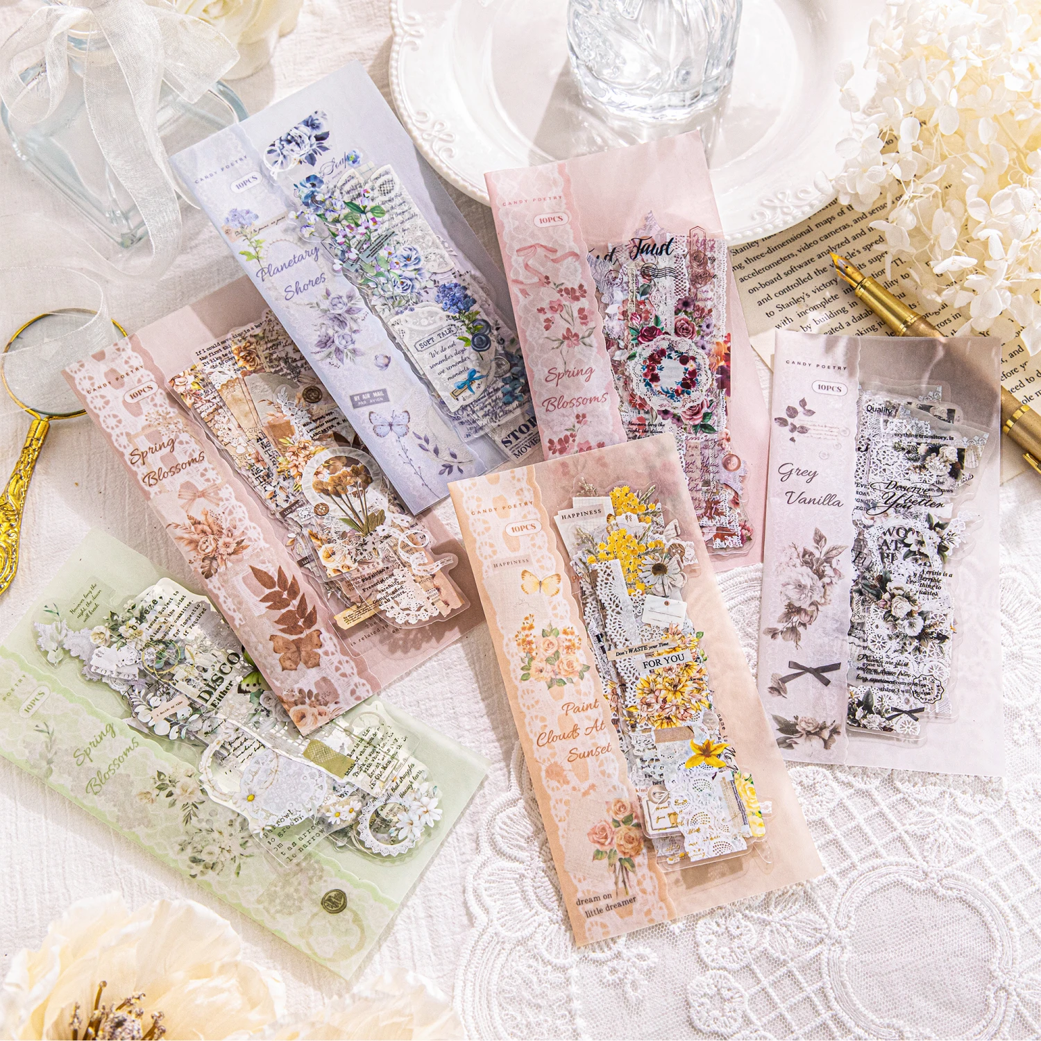 10pcs PET Sticker pack DIY Scrapbooking Decor Photo Album Creative Stationery Collage Materials Stickers stationery stickers diy scrapbooking accessories