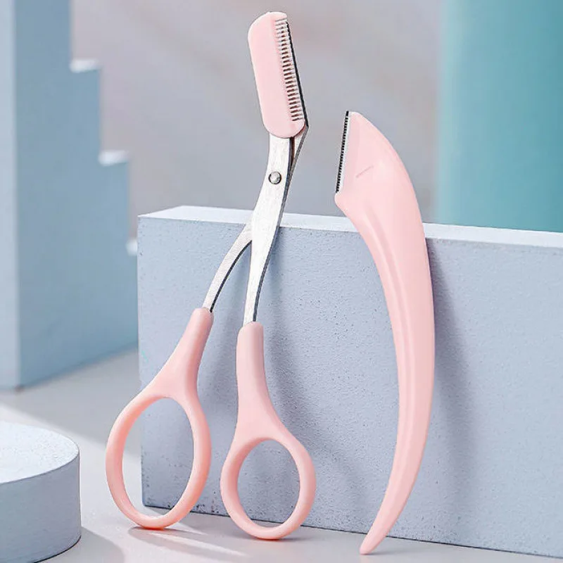 Professional Eyebrow Trimming Knife and Scissors Set