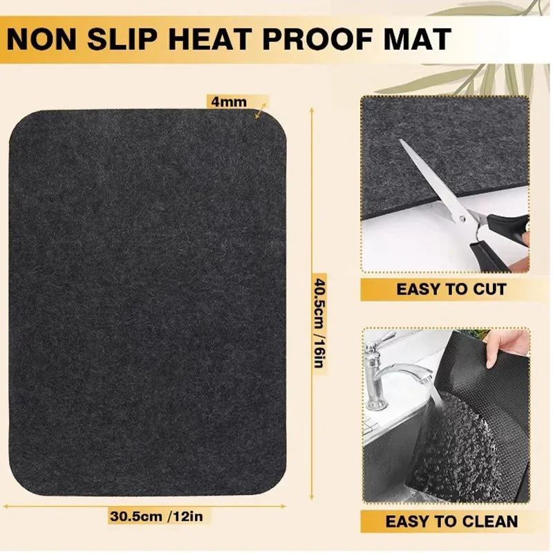 4 Tappetini Termici In Feltro Per Friggitrice Ad Aria – 44x30 Cm, Antiscivolo, Resistenti Al Calore - 2