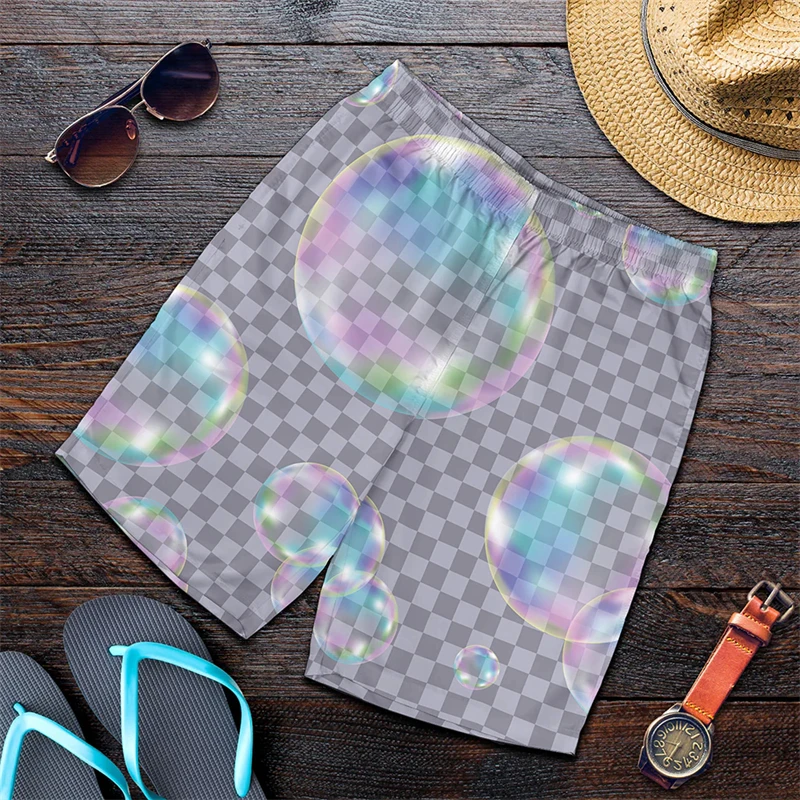 Colorful Bubbles Harajuku 3D Print Surfing Board Shorts Cool Summer Street Hip Hop Swim Trunks For Men Kids Travel Beach Shorts 6