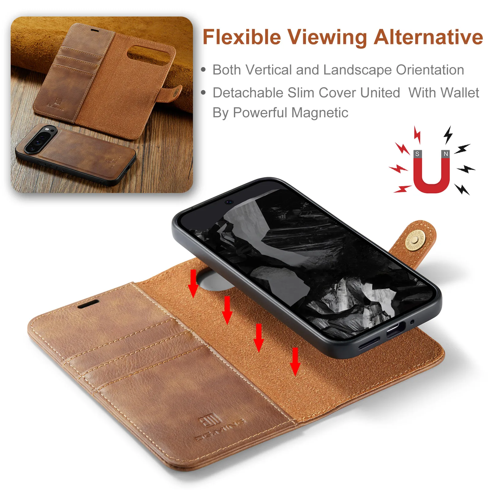 Pixel 6 A Wallet Case Leather Wallet Case For Google Pixel 6/7/8 Series - Card Holder & Kickstand, PU Leather Google Pixel 8 Pro Wallet Case