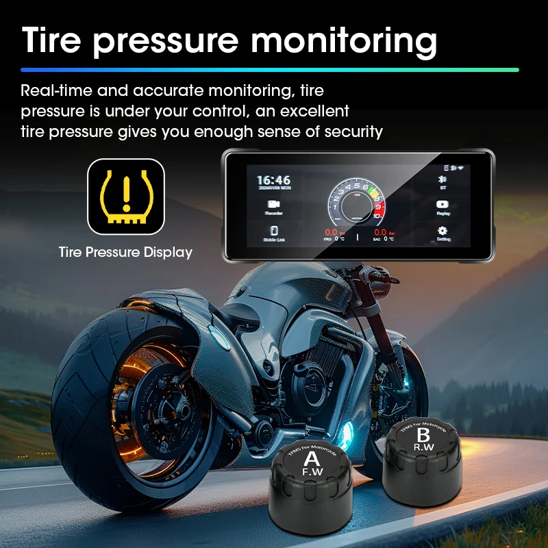 Schermo Carplay per Moto da 6,86 Pollici con Navigazione GPS, Android Auto Wireless, Display Impermeabile IPX7, Supporto Dual Bluetooth, DVR+TPMS - Image 4