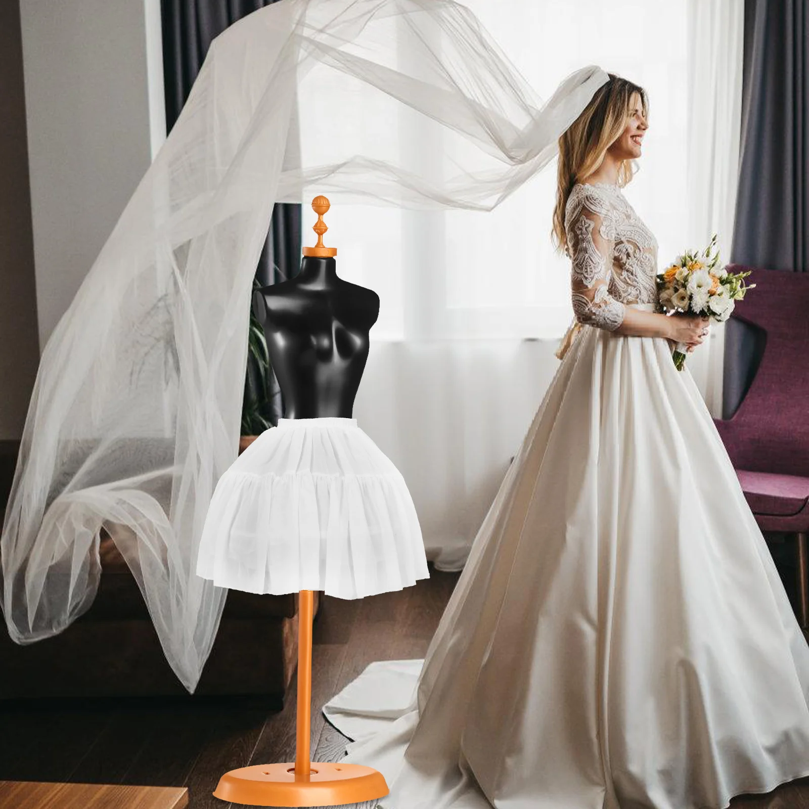 Adjustable Pannier Women's Tulle Dress Fabric White Skirt Beautiful Gauze