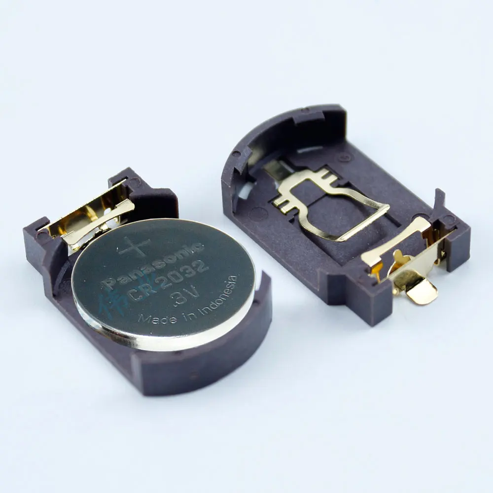 金メッキボタンバッテリーホルダー,BS-8,電池ホルダー,高温および環境保護,水平,CR2032, CR2025 - AliExpress