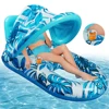 Inflatable Floating Bed with Sunshade Inflatable Water Sleeping Bed Floating Lounger Air Mattress for Swimming Pool Party 3