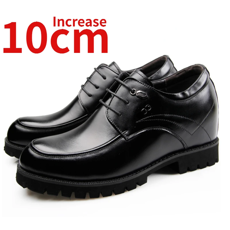 

Men's Dress Shoes Height Increased 10cm Business Invisible Heightening Shoes Genuine Leather Elevated Wedding Formal Derby Shoes