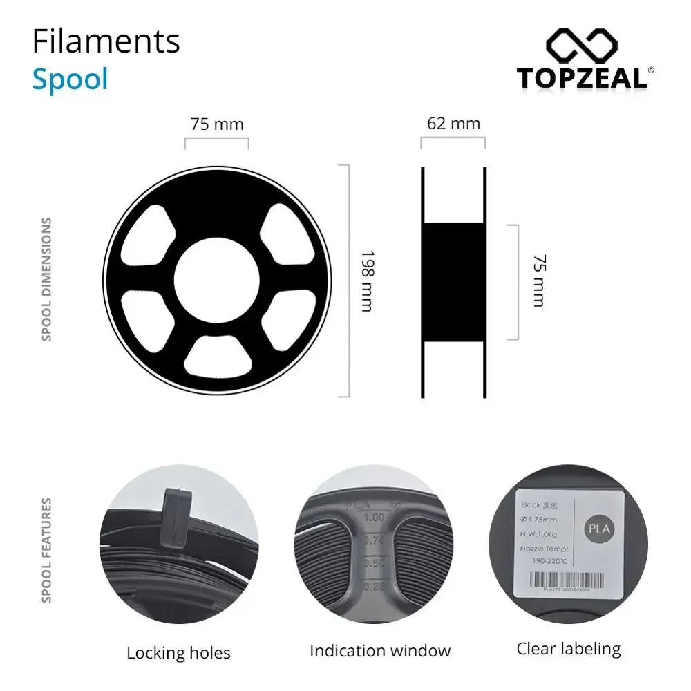 TOPAL-Filament pour imprimante 3D, haute qualité, PLA, ABS, PETG