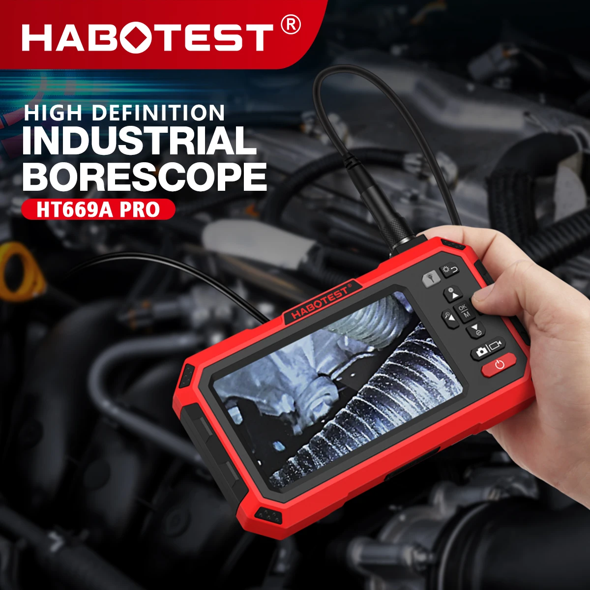 HABOTEST HT669A PRO 5-inch dual-lens endoscope 7MM Automotive Mechanical Sewer Pipe Inspection Camera Video Industrial Endoscope,inspection camera,mini endoscope camera