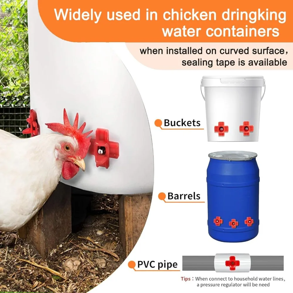Chicken Water Dispenser Chicken House Automatic Water Feeding Bowl Poultry Cross Drinking Mouth Breeding Equipment 10/15/10pcs poultry water dispenser,poultry waterer