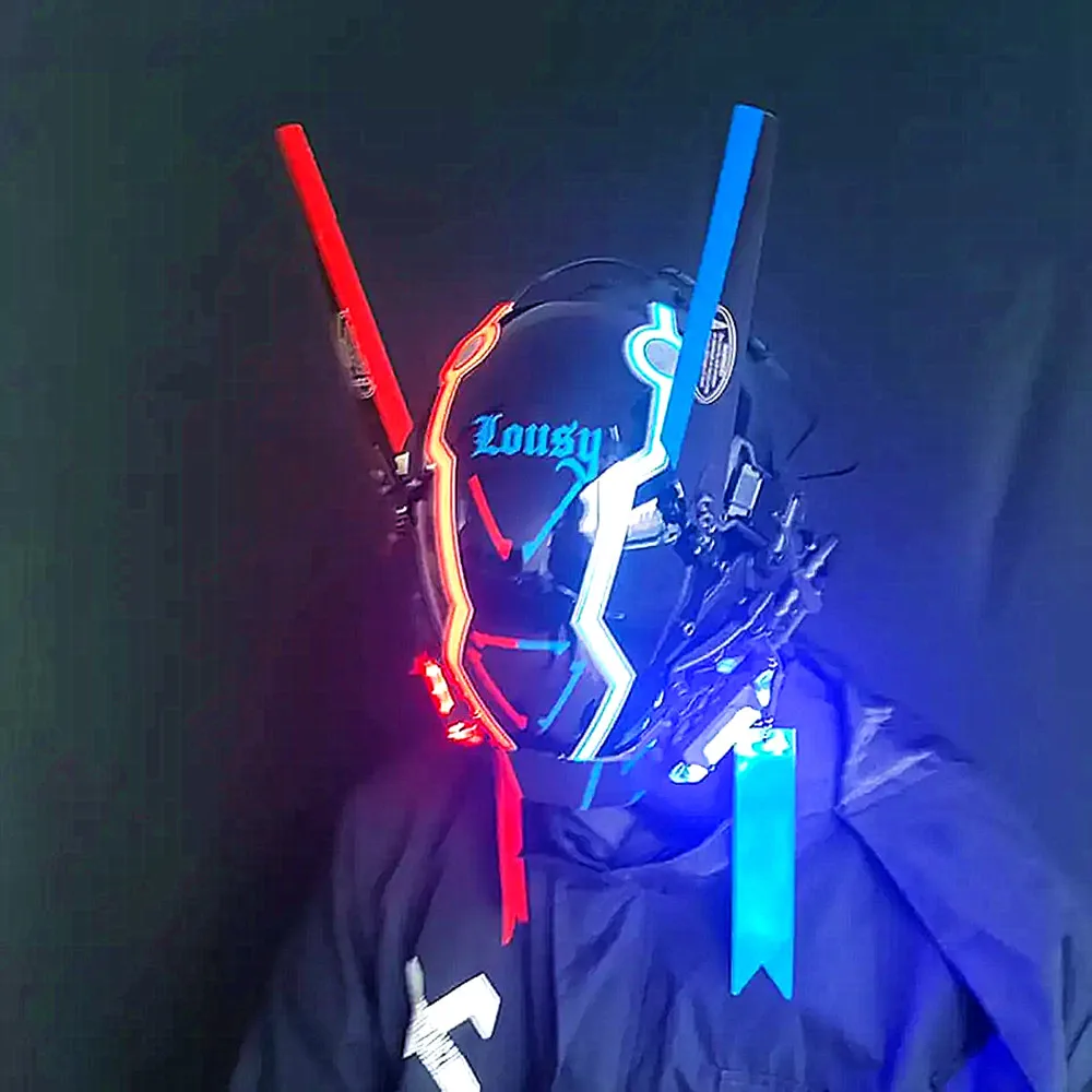 Cyberpunk Mask Helmet Cosplay for Men, Futuristic Punk Techwear, Hallo