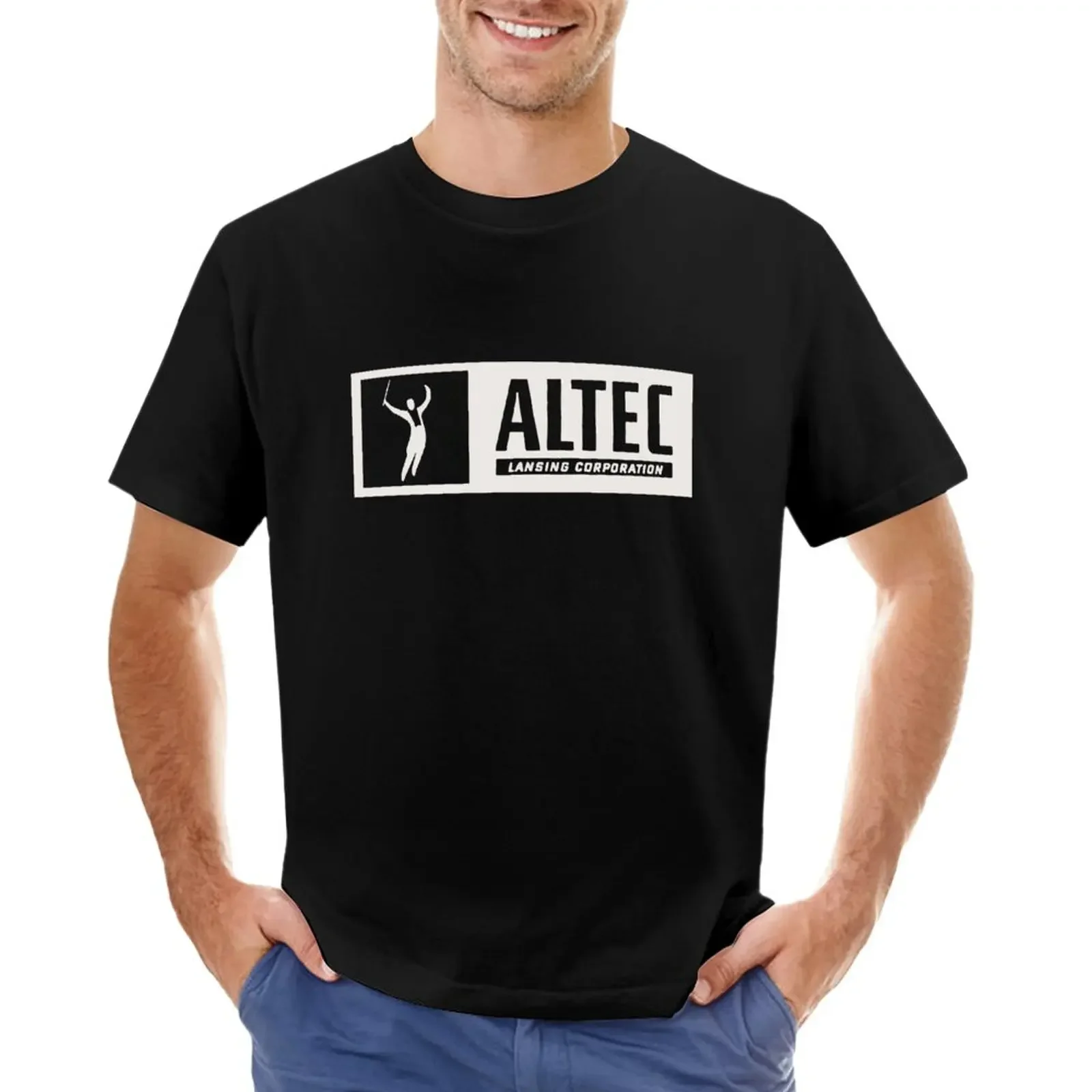 Maglietta Con Logo Vintage Altec Lansing T-Shirt Corta T-Shirt Bianca Tinta Unita Da Uomo