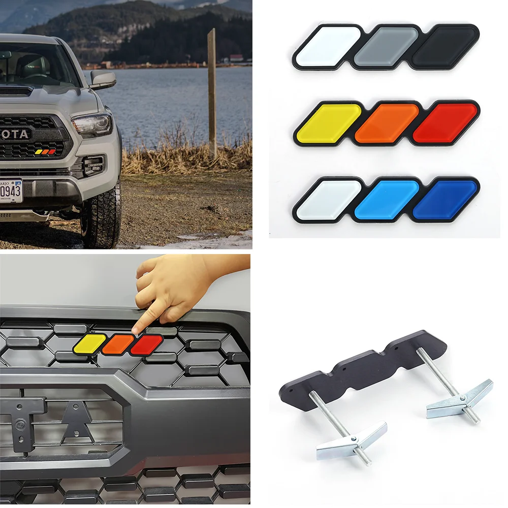 

Car Front Grill Emblem Auto Acrylic Tri-Color Badge Truck Decoration Stickers For Toyota TRD 4Runner Tundra Rav4 Highlander