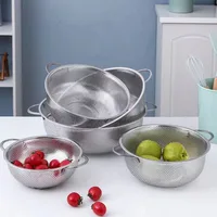 16.5cm-31.5 cm Stainless Steel Vegetable Basin New Style Fruit Basket Rice Sieve Wash Colander Food Pot 1