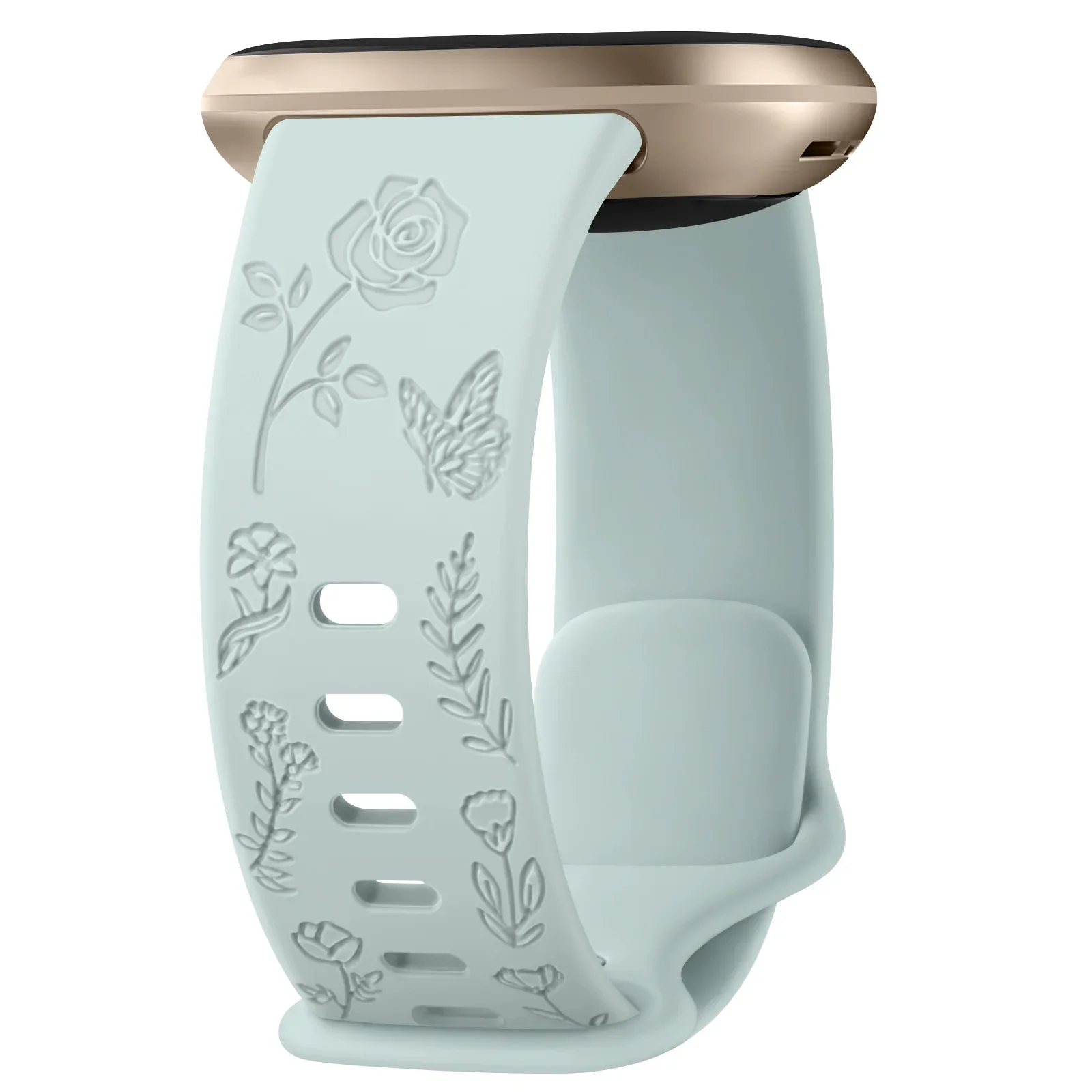 Floral Engraved Soft TPU Sport Smartwatch Band Replacement Strap