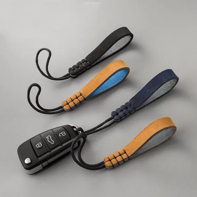 Premium Leather Keychain With Carabiner Clip - Black, Includes Mini Screwdriver
