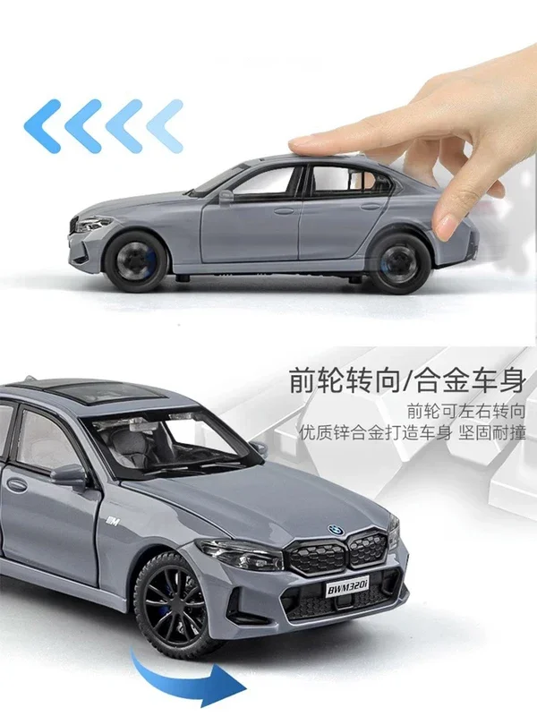 1:32 BMW 320i THE 3 G20 2023 Alloy Model Car Toy Diecasts Casting Sound and Light Car Toys For Children Vehicle 6