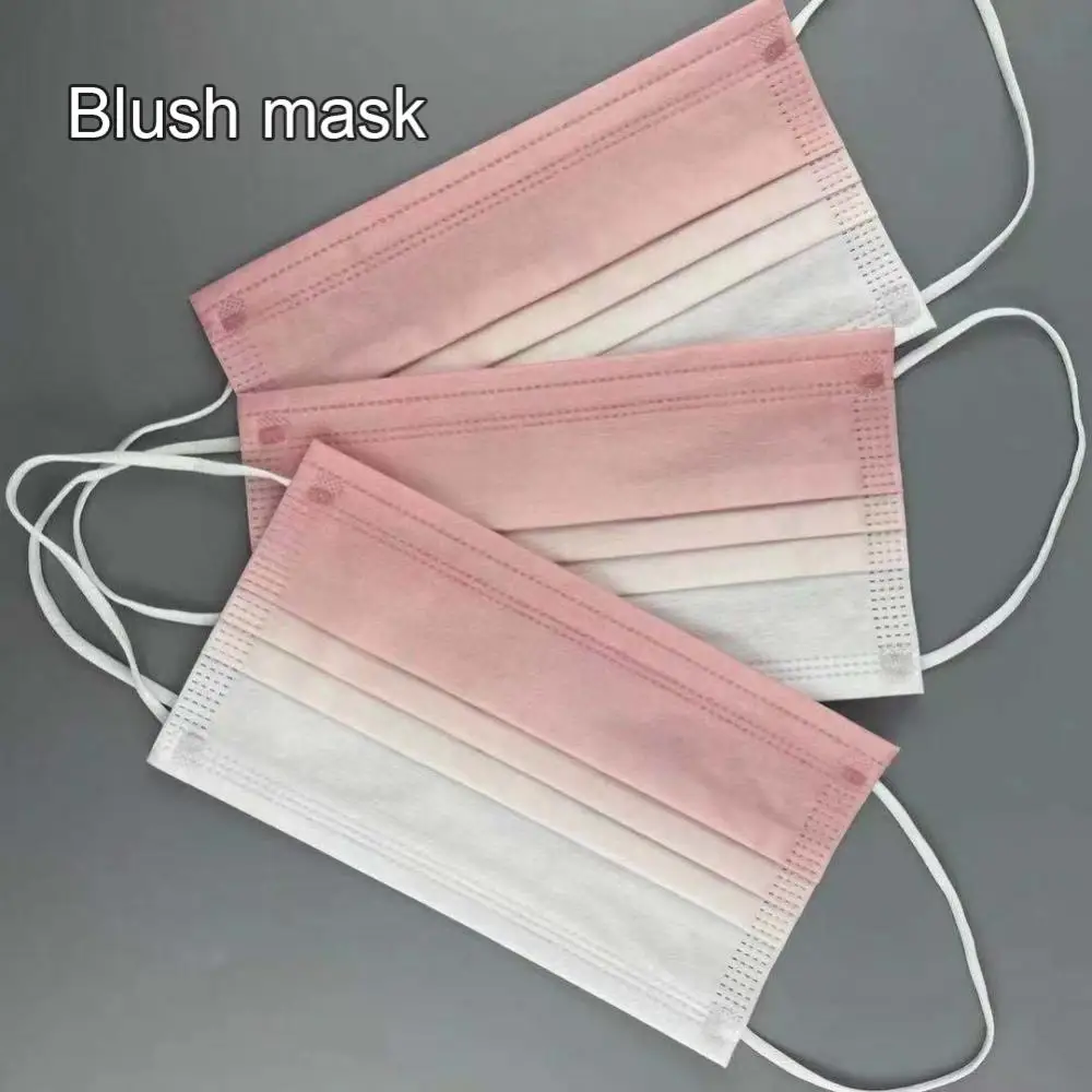1~4SETS Disposable Adult Face Mask Gradient Color Cartoon 3 Floors Breathable Dustproof Printing