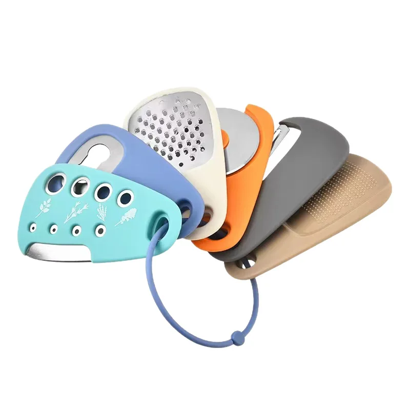 6-Piece Kitchen Gadget Set: Pizza Knife, Vanilla Cutter, Bottle Opener, Shredder, and Garlic Grinder