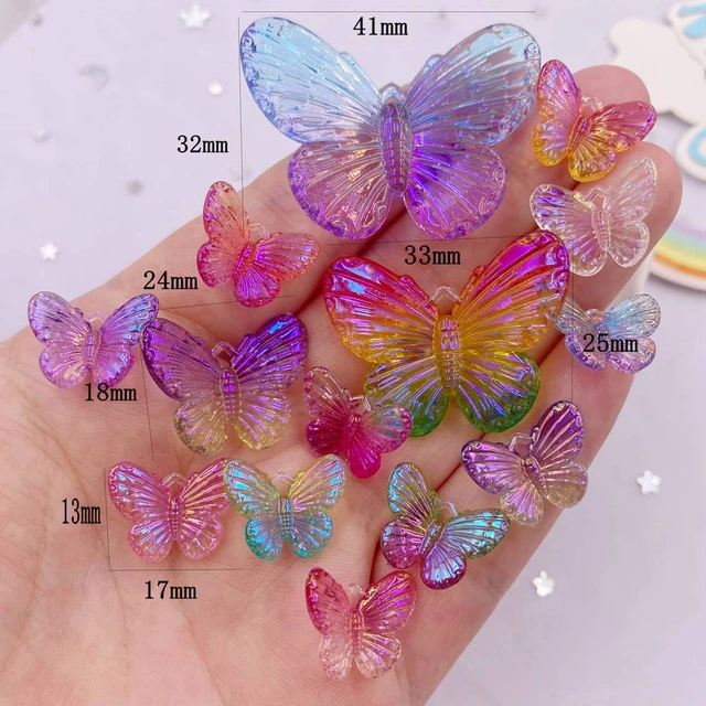 AB Resin Bling Colorful Clear Crystal Butterfly Flatback Rhinestone 1 Hole  Figurine Home Scrapbook DIY Clothing Applique Craft - AliExpress