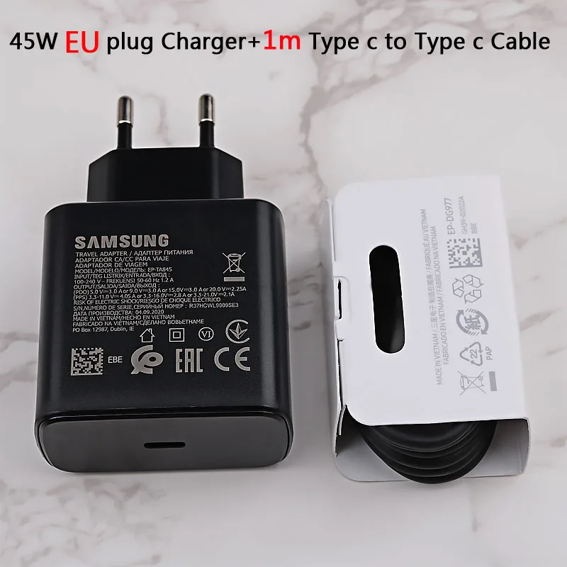 Original Samsung S20 S22 Ultra 45W Surper Fast Charger PD Quick Charge Adapter TypeC For Galaxy S20Plus Note 10+ A90 A80 Tab S7+ usb triple socket