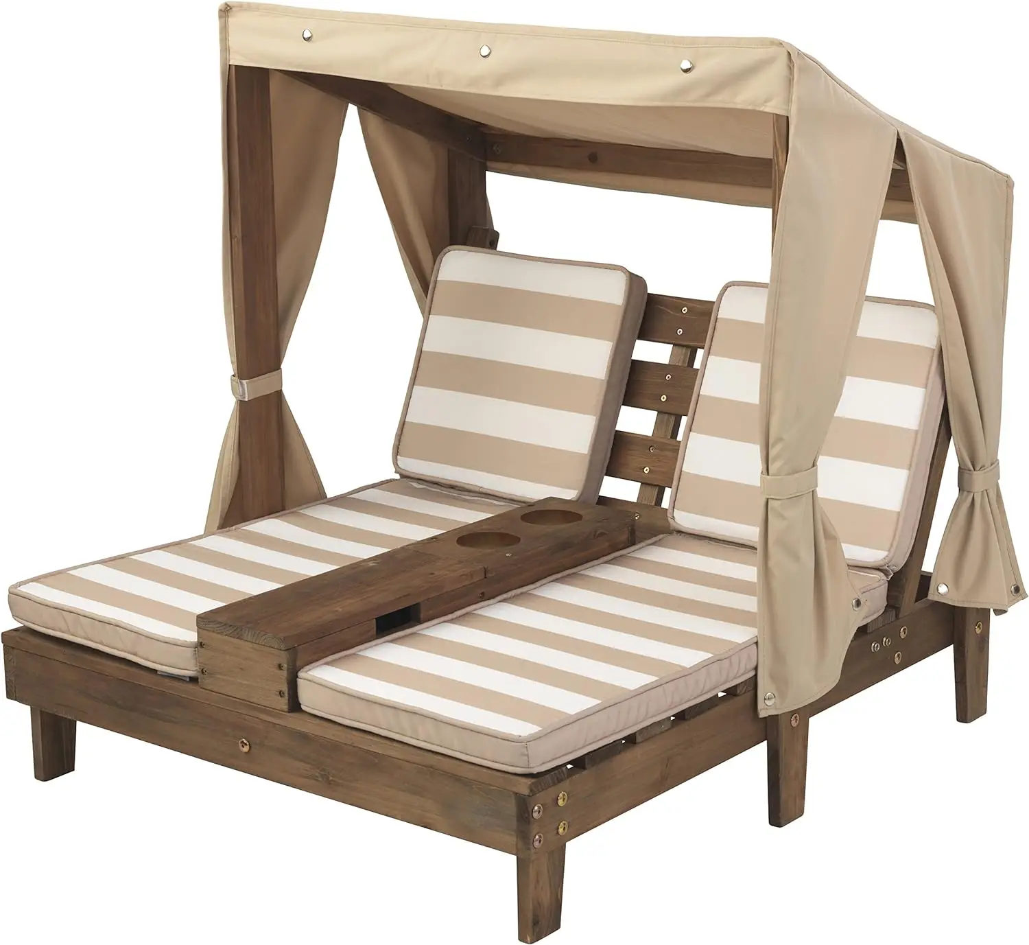 

Wooden Outdoor Recliner, Soft Cushion, Double Recliner, Patio Furniture for Kids, Pets, Suitable Use for Back Ga