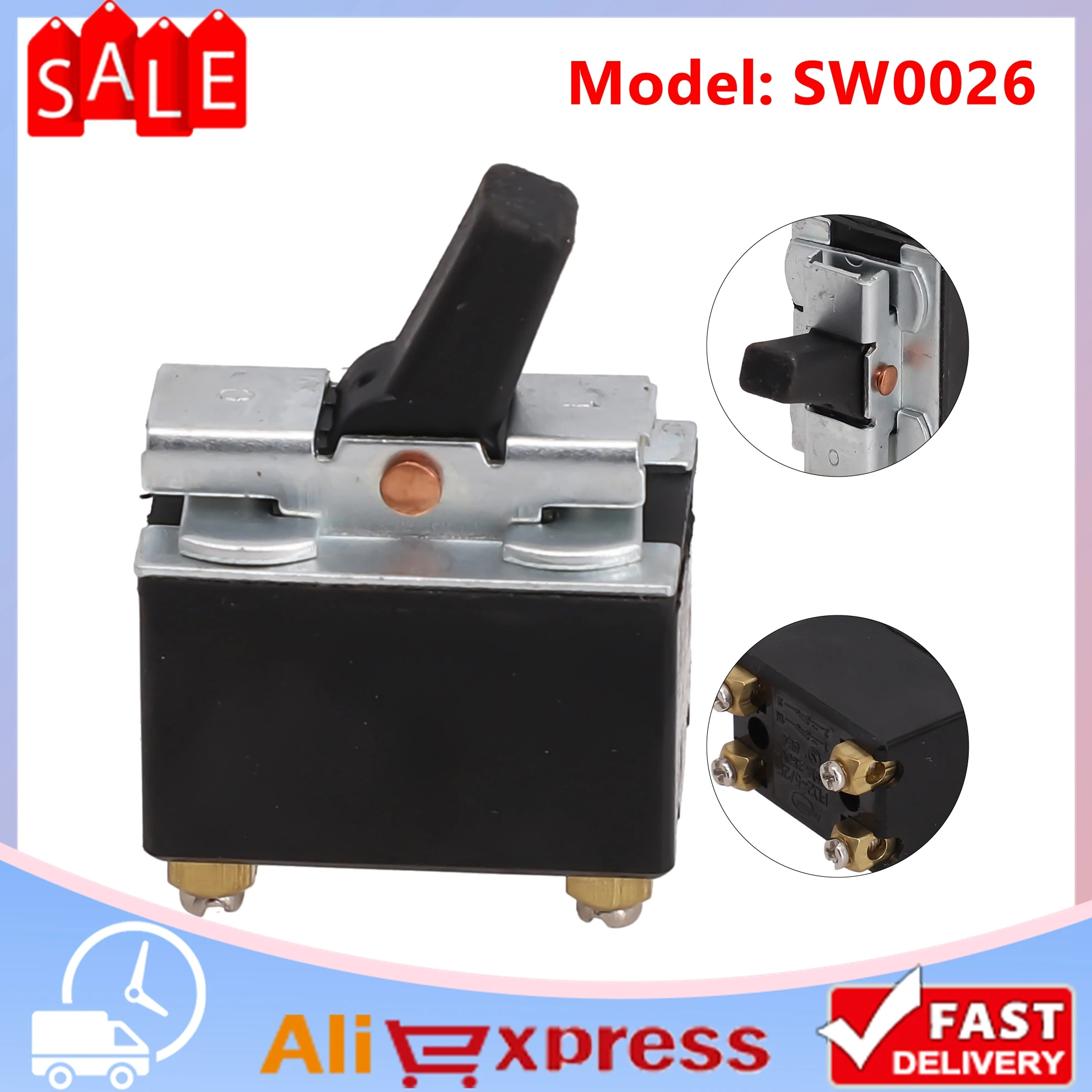 สวิตช์ SW0026สำหรับเครื่องตัดลูกหมูสวิตช์ AC250V 5A สวิตช์ลูกหมูกดปุ่มเครื่องมือไฟฟ้า 1