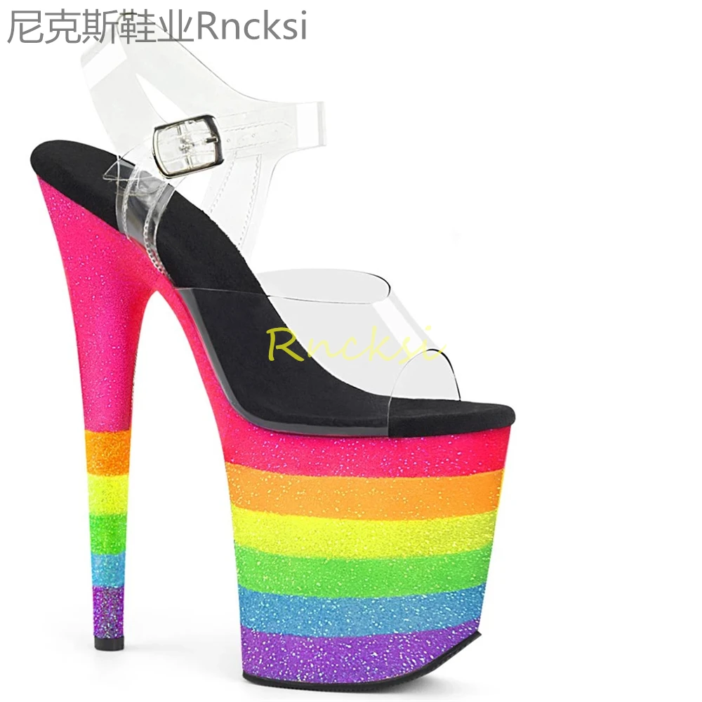 

20cm High-heeled waterproof platform sandals in summer glow-in-the-dark Joker buckle with high heels and stiletto heels