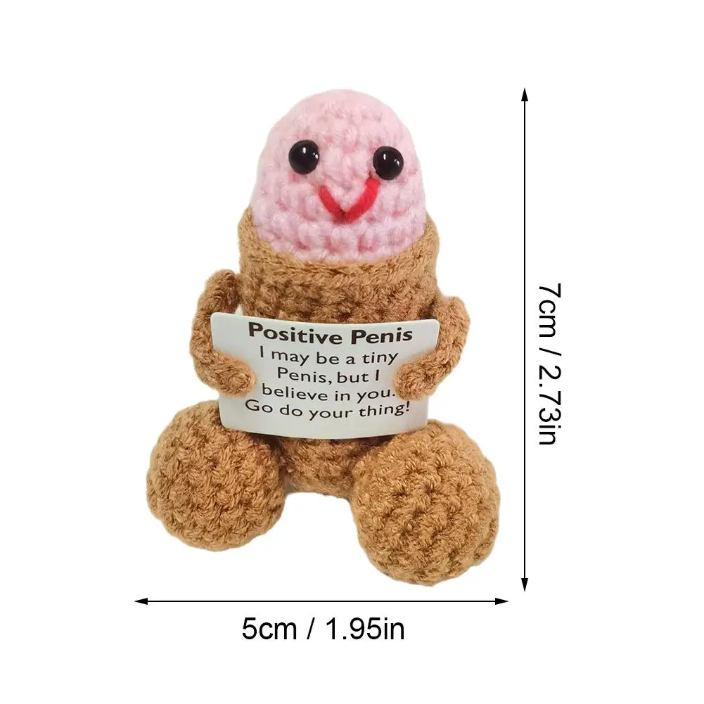 Knitted Funny Crochet Dick Positive Gifts Emotional Support Dick Ornament Boyfriend Husband Desk Ornament Room Decor Doll Gift