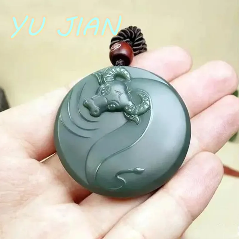 

Exquisite Jewelry Natural Hetian Jade Hand Carved Zodiac Ox Pendant Men's Women's Accessories Charm Necklace Strap Chain Gift Cr