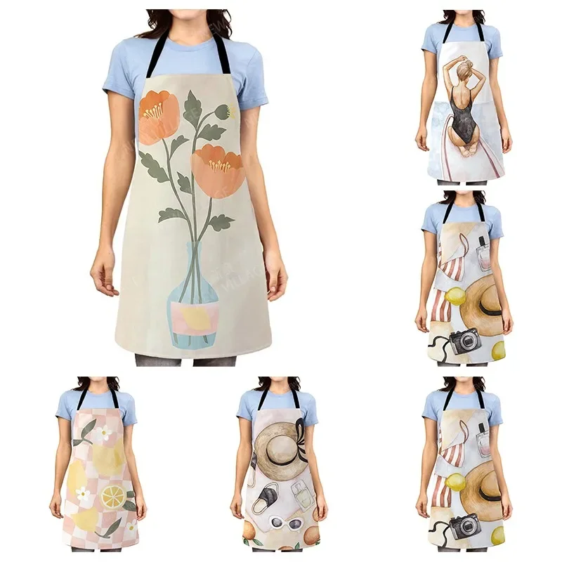 

Женский кухонный фартук, оригинальный Детский водонепроницаемый фартук для работы принцессы, официанта, маслостойкий, в скандинавском стиле, бохо, растения