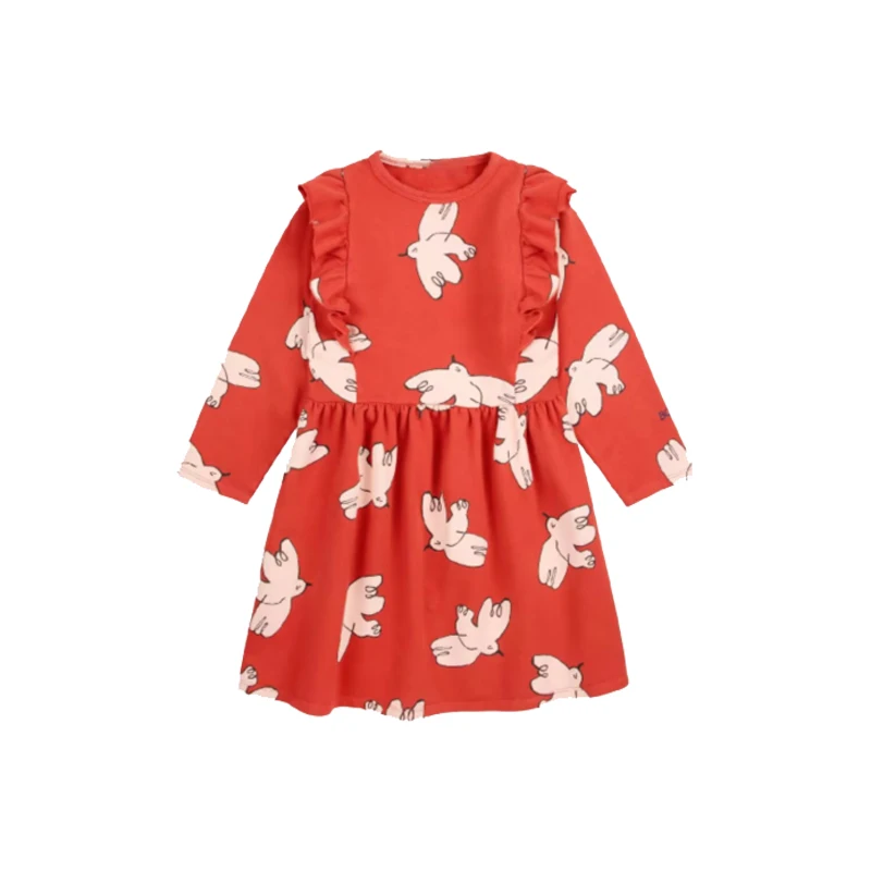 New Autumn Kids Girls Dress Printed bc Long Sleeve Child Dresses Sisters Matching Clothes