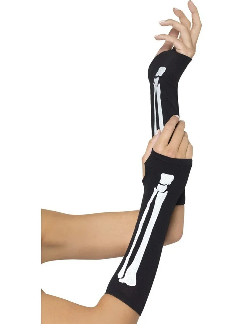 Halloween Skeleton Bone Costume Accessory Adult Horror Pantyhose Tights Leggings Stockings High Thigh Socks Gloves For Women,women socks,women pantyhose,skin color tights,cosplay props