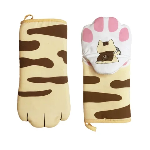 

Cat Paws Cartoon Animal 3D Oven Mitts 1PC Long Cotton Baking Insulation Microwave Heat Resistant Non-slip Gloves